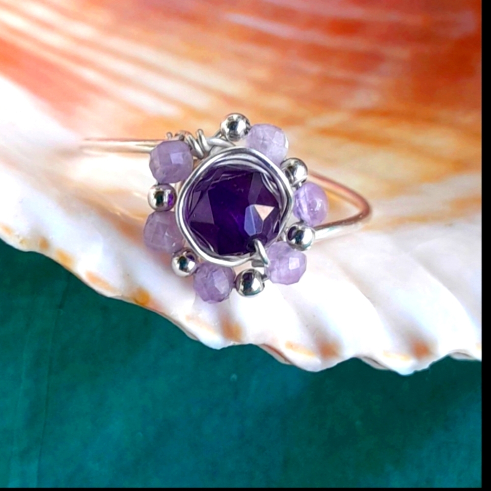 Amethyst Ring Sterling Silver - Picture 1 of 14
